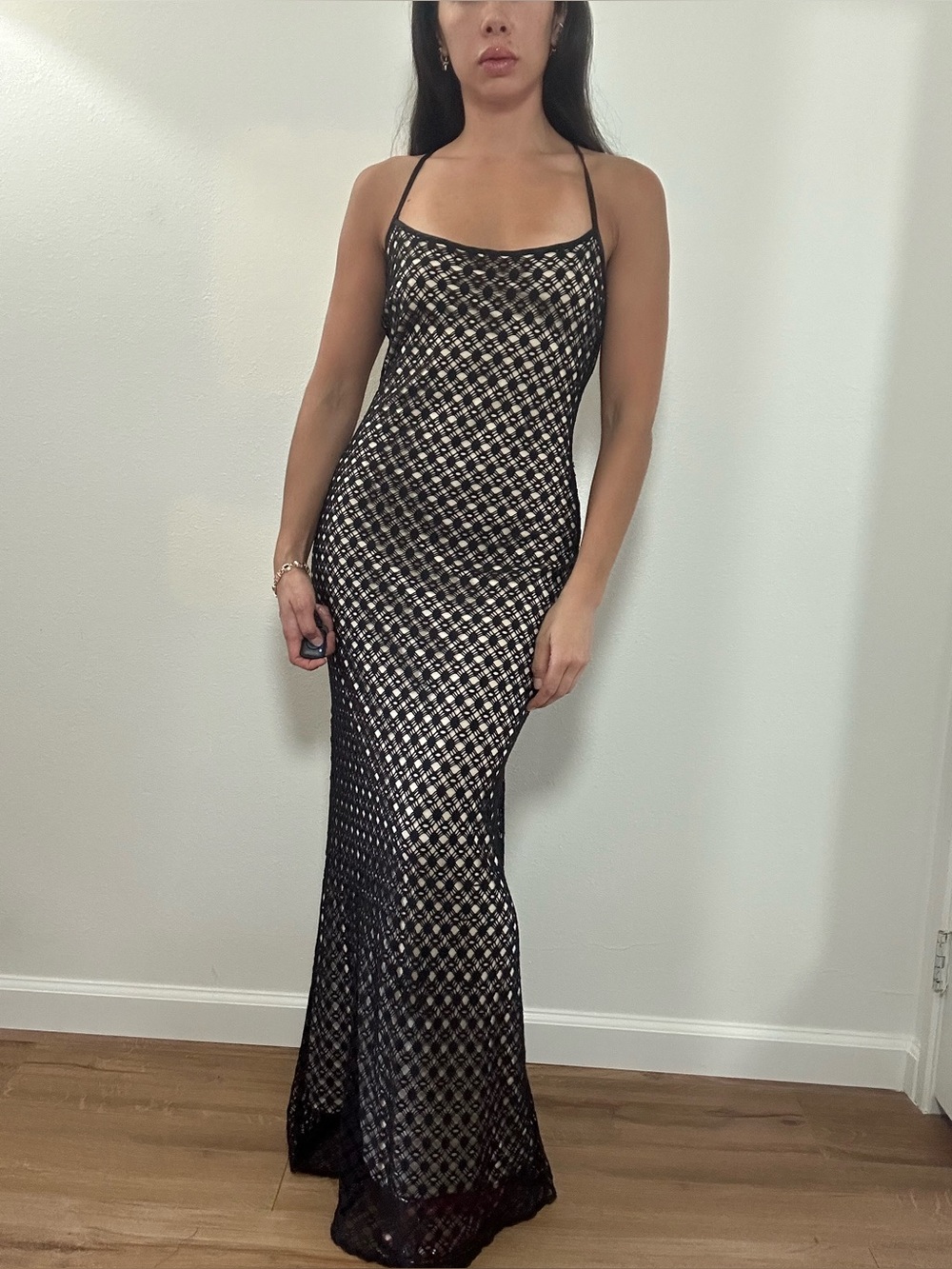 Laundry By Shelli Segal vintage 90’s Black Lace Maxi Dress Evening Dress Size S - Picture 4 of 16